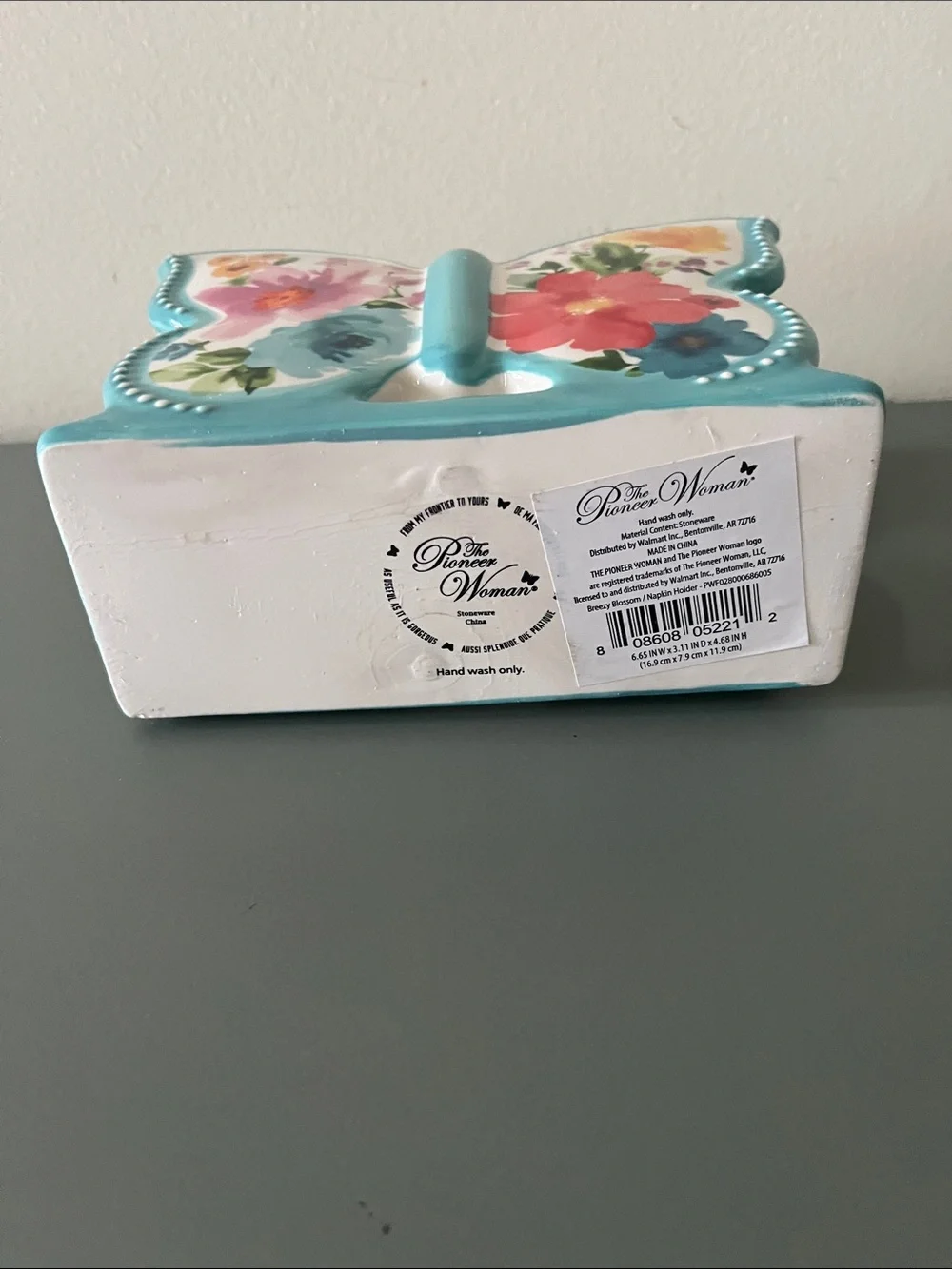 Retired Pioneer Woman Breezy Blossom Butterfly Ceramic Napkin Holder